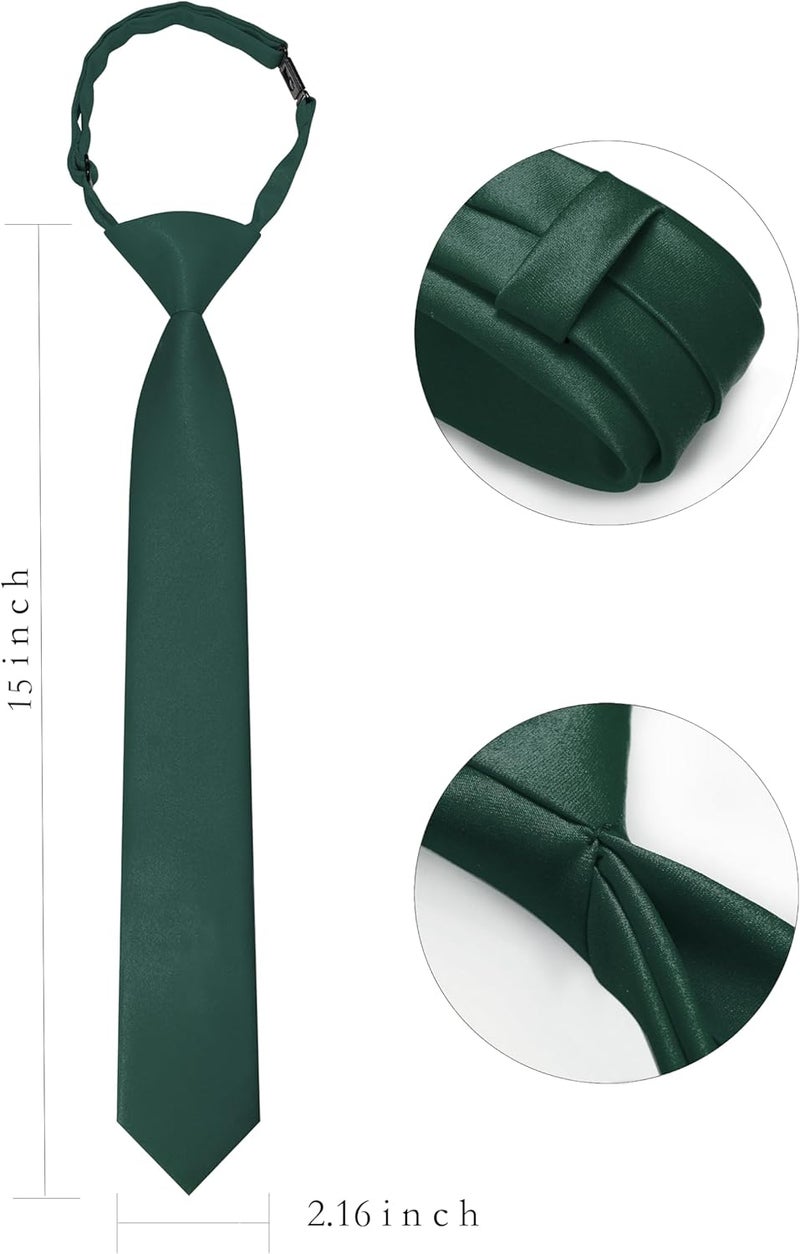 RBOCOTT Solid Color Satin Ties for Boys and Kids Pre-tied Adjustable Necktie for Age 8-12 Wedding and School Graduation - Image 1